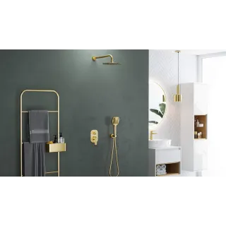 Excellent Clever 2.0 bateria prysznicowo-wannowa podtynkowa, 2 funkcyjna, złoty szczotkowany AREX.4145GB