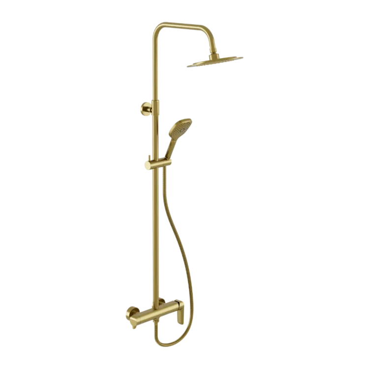 Excellent Clever 2.0 zestaw prysznicowy ścienny z deszczownicą 25 cm, złoty szczotkowany AREX.4181GB