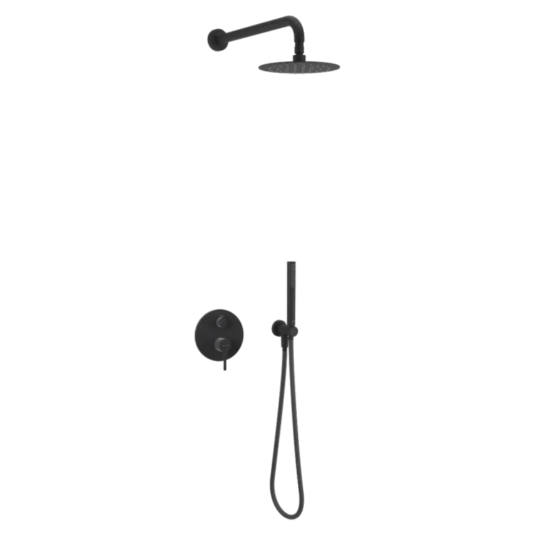 Excellent PI zestaw prysznicowo-wannowy podtynkowy 2 funkcyjny z deszczownicą 25 cm, czarny mat AREX.SET.1245BL