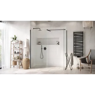 Excellent PI zestaw prysznicowo-wannowy podtynkowy 2 funkcyjny z deszczownicą 25 cm, czarny mat AREX.SET.1245BL