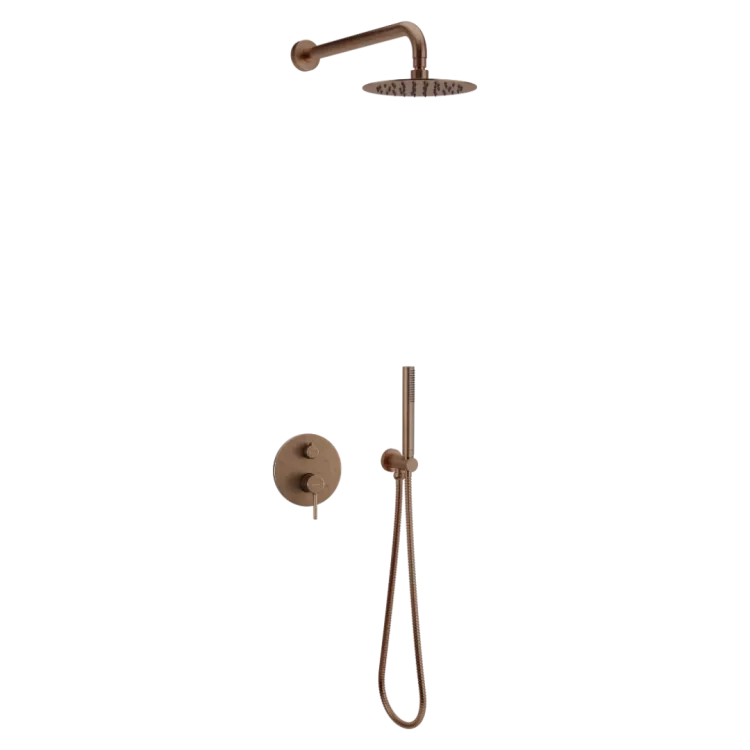 Excellent PI zestaw prysznicowo-wannowy podtynkowy 2 funkcyjny z deszczownicą 25 cm, miedziany szczotkowany AREX.SET.1245CB