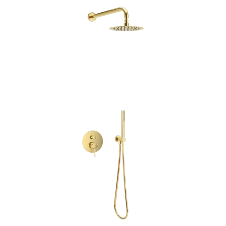 Excellent PI zestaw prysznicowo-wannowy podtynkowy 3 funkcyjny, z deszczownicą 25 cm, złoty połysk AREX.SET.1247GL