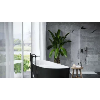 Excellent Keria zestaw prysznicowo-wannowy podtynkowy z deszczownicą 20x20 cm, 2 funkcyjny, czarny mat AREX.SET.2045BL