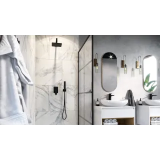 Excellent Keria zestaw prysznicowo-wannowy podtynkowy z deszczownicą 20x20 cm, 2 funkcyjny, czarny mat AREX.SET.2045BL