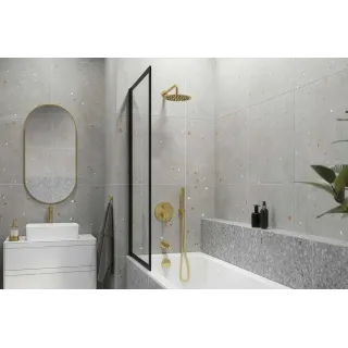Excellent PI zestaw prysznicowo-wannowy podtynkowy 3 funkcyjny, z deszczownicą 25 cm, złoty szczotkowany AREX.SET.1247GB