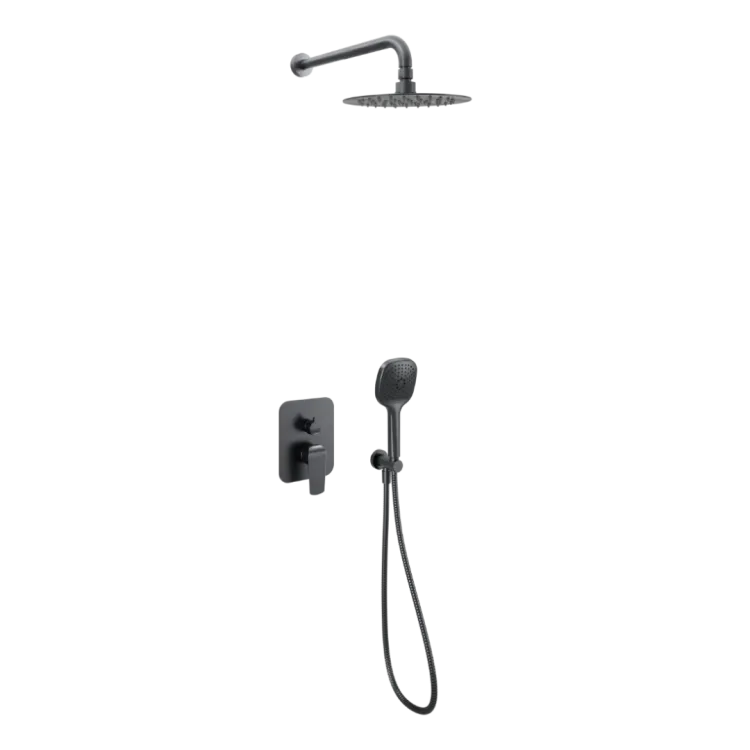 Excellent Clever 2.0 zestaw prysznicowo-wannowy podtynkowy z deszczownicą 25 cm, 3 funkcyjny, grafit szczotkowany AREX.SET.4147A