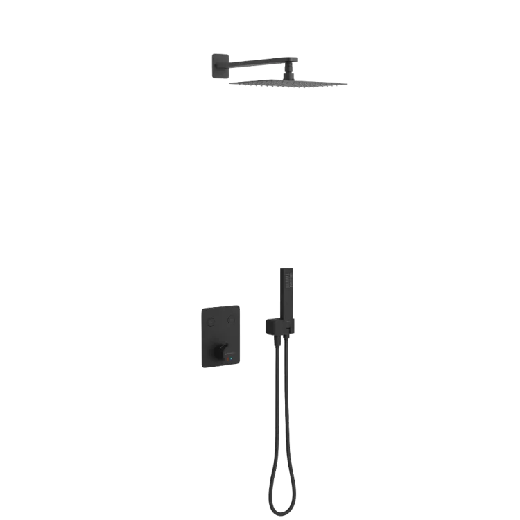 Excellent Krotos zestaw prysznicowo-wannowy podtynkowy z deszczownicą 20x30cm 2 funkcyjny, czarny mat AREX.SET.8045BL