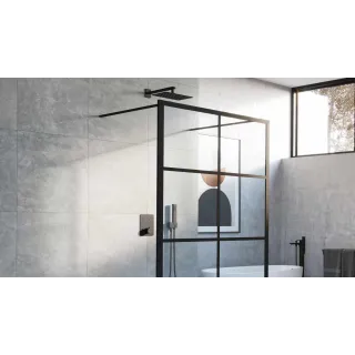 Excellent Krotos zestaw prysznicowo-wannowy podtynkowy z deszczownicą 20x30cm 2 funkcyjny, czarny mat AREX.SET.8045BL