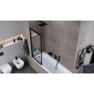 Excellent Krotos zestaw prysznicowo-wannowy podtynkowy z deszczownicą 20x30cm 3 funkcyjny, czarny mat AREX.SET.8046BL