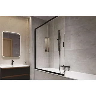 Excellent Drążek prysznicowy z uchwytem na słuchawkę prysznicową, 70 cm, czarny mat AREX.SR.70BL