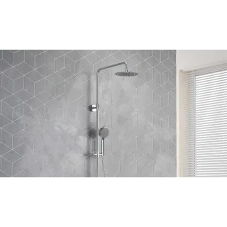 Excellent Altar zestaw prysznicowy ścienny z deszczownicą 20 x 20 cm, z wylewką, czarny mat AREX.SY.781BL