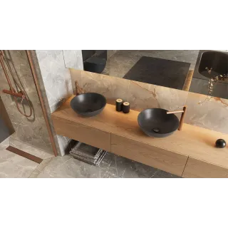 Excellent Design Korek klik-klak umywalkowo bidetowy, korpus czarny mat, pokrywa ceramiczna czarna ARIN.1485.K.01.BLMBL