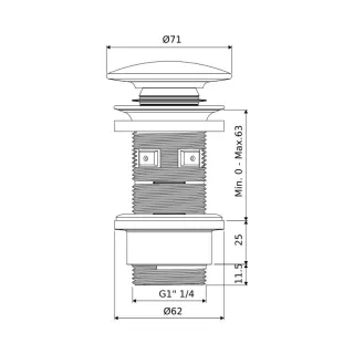 Excellent Design Korek klik-klak umywalkowy, korpus miedziany szczotkowany, pokrywa ceramiczna śnieżnobiały ARIN.1485.K.02.WHCB