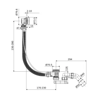 Excellent Simple 2.0 syfon wannowy automatyczny 57 cm, chrom ARIN.3157CR