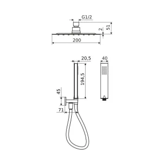 Excellent Glad zestaw prysznicowo-wannowy podtynkowy z deszczownicą 20 cm, 2 funkcyjny, chrom ARNL.SET.1145CR