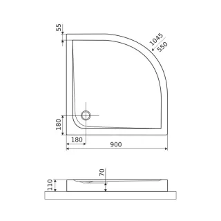 Excellent Sense Compact X brodzik półokrągły 90x90 cm struktura, wysoki, biały mat BREX.1404.090.090.WHC