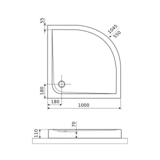 Excellent Sense Compact X brodzik półokrągły 100x100 cm struktura, wysoki, czarny mat BREX.1404.100.100.BLC