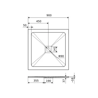 Excellent Arda brodzik kwadratowy 90x90 cm kompozytowy, czarny BREX.1502.090.090.BLN