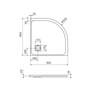 Excellent Arda brodzik półokrągły 90x90 cm kompozytowy, beton BREX.1504.090.090.CON