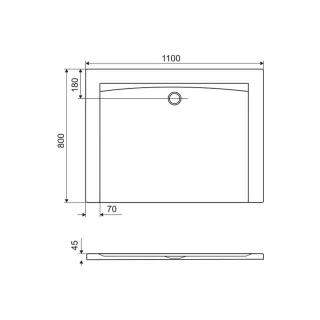 Excellent Forma brodzik prostokątny 110x80 cm niski, biały połysk BREX.FOR118WHN