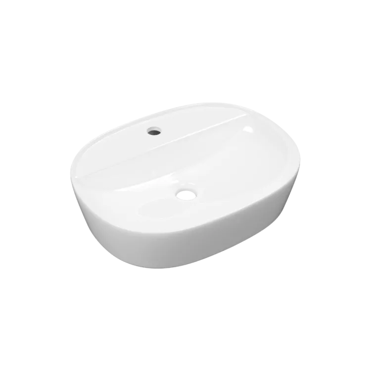 Actima Ronity 50S umywalka nablatowa 50x38 cm owalna z otworem na baterię, biały połysk CEAC.2901.500.WH