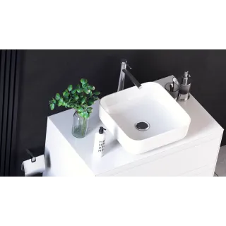 Actima Cori 38 umywalka nablatowa 38,5x38,5 cm kwadratowa, biały połysk CEAC.2201.WH