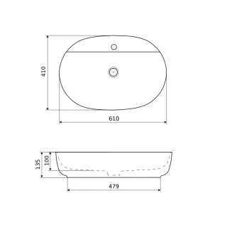 Excellent Jima umywalka nablatowa 61x41 cm owalna z otworem na baterię, biały połysk CEAC.2002.615.WH