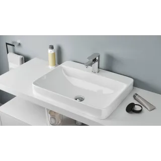 Actima Holmi 59 umywalka nablatowa/wpuszczana 59x47 cm prostokątna z otworem na baterię, biały połysk CEAC.3201.590.WH