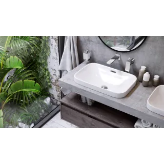 Actima Hasko umywalka nablatowa/wpuszczana 57x39 cm prostokątna, biały połysk CEAC.3718.570.WH