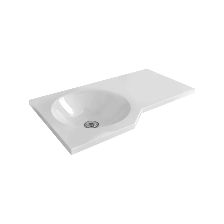 Excellent Be Spot umywalka wisząca Solid Surface 60x34 cm lewa z otworem na baterię, biały połysk CEEX.2301.600.WH