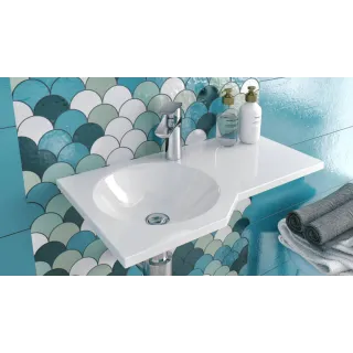 Excellent Be Spot umywalka wisząca Solid Surface 60x34 cm lewa z otworem na baterię, biały połysk CEEX.2301.600.WH