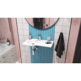 Excellent Be Spot umywalka wisząca Solid Surface 60x34 cm lewa z otworem na baterię, biały połysk CEEX.2301.600.WH