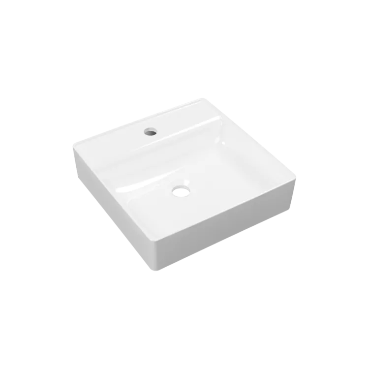 Excellent Rima 2.0 umywalka nablatowa 40x40 cm kwadratowa z otworem na baterię, biały połysk CEEX.4901.400.WH
