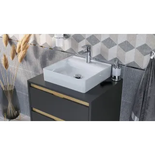 Excellent Rima 2.0 umywalka nablatowa 40x40 cm kwadratowa z otworem na baterię, biały połysk CEEX.4901.400.WH