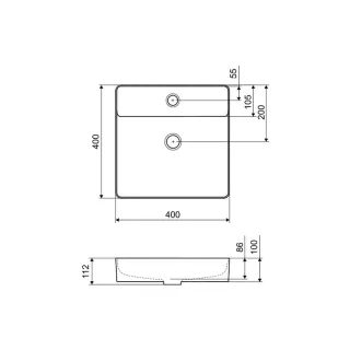 Excellent Rima 2.0 umywalka nablatowa 40x40 cm kwadratowa z otworem na baterię, biały połysk CEEX.4901.400.WH