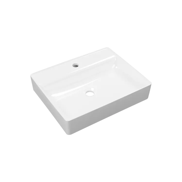 Excellent Rima 2.0 umywalka nablatowa 50x40 cm prostokątna z otworem na baterię, biały połysk CEEX.4901.500.WH