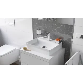 Excellent Rima 2.0 umywalka nablatowa 50x40 cm prostokątna z otworem na baterię, biały połysk CEEX.4901.500.WH