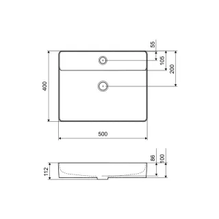 Excellent Rima 2.0 umywalka nablatowa 50x40 cm prostokątna z otworem na baterię, biały połysk CEEX.4901.500.WH