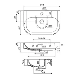 Excellent Oceana umywalka wisząca 60x41 cm owalna z otworem na baterię, biały połysk CEEX.6719.600.WH