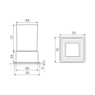 Excellent Riko kubek stojący szklany, chrom DOEX.1614CR