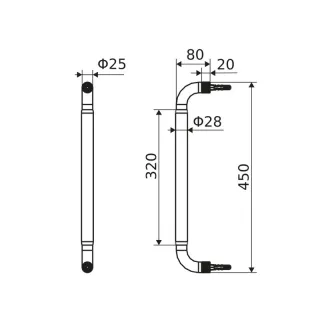 Excellent Hendi uchwyt łazienkowy prosty 45 cm, czarny mat DOEX.1845BL