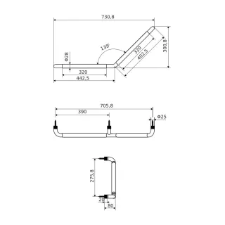 Excellent Hendi uchwyt łazienkowy kątowy 73 cm, czarny mat DOEX.1873BL
