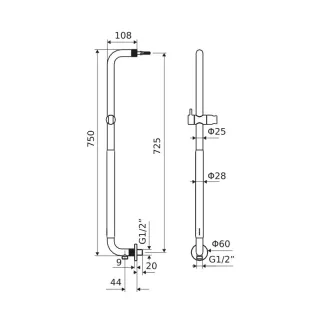 Excellent Hendi uchwyt łazienkowy prysznicowy 75 cm, chrom DOEX.1875CR