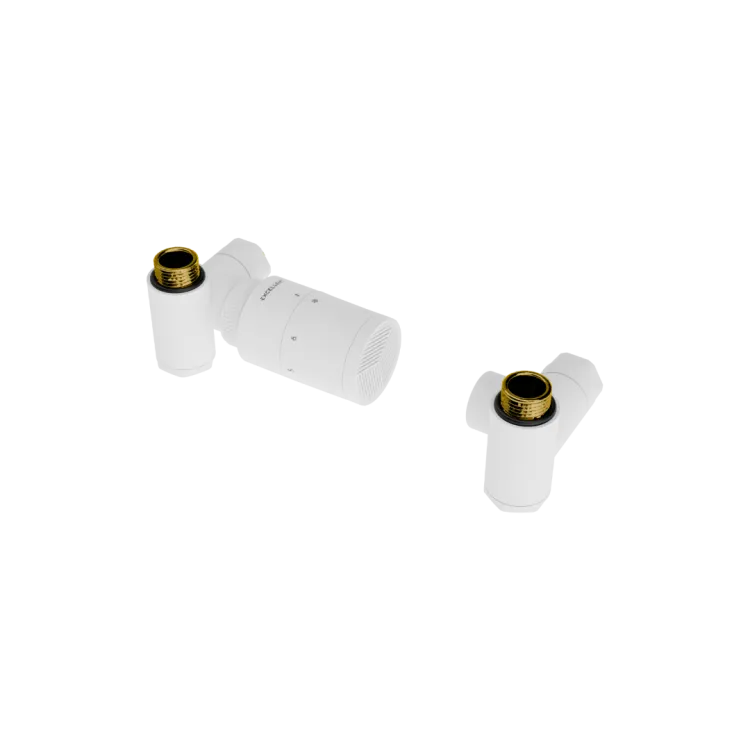 Excellent Caldo zestaw trójosiowy z głowicą termostatyczną z opcją montażu grzałki, lewy, biały mat GREX.CA10.L.TTG.WH