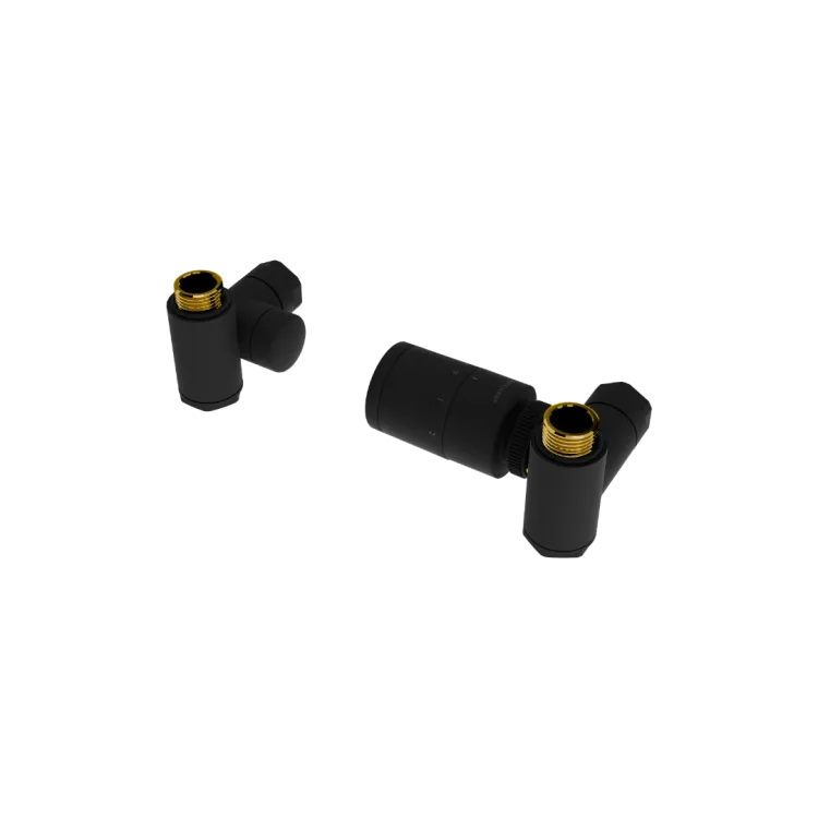 Excellent Caldo zestaw trójosiowy z głowicą termostatyczną z opcją montażu grzałki, prawy, czarny mat GREX.CA10.P.TTG.BL