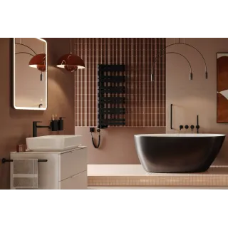 Excellent Caldo zestaw trójosiowy z głowicą termostatyczną z opcją montażu grzałki, prawy, czarny mat GREX.CA10.P.TTG.BL