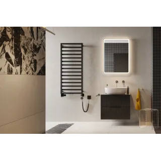 Excellent Caldo zestaw trójosiowy z głowicą termostatyczną z opcją montażu grzałki, lewy, czarny mat GREX.CA10.L.TTG.BL