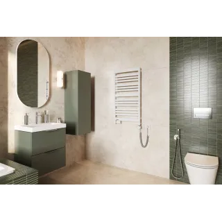 Excellent Caldo zestaw trójosiowy z głowicą termostatyczną z opcją montażu grzałki, lewy, biały mat GREX.CA10.L.TTG.WH