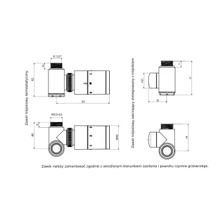 Excellent Caldo zestaw trójosiowy z głowicą termostatyczną z opcją montażu grzałki, prawy, czarny mat GREX.CA10.P.TTG.BL