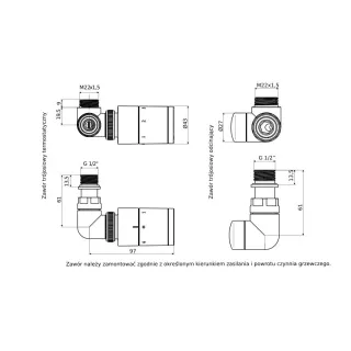 Excellent Caldo zestaw trójosiowy z głowicą termostatyczną, lewy, biały mat GREX.CA20.L.TT.WH